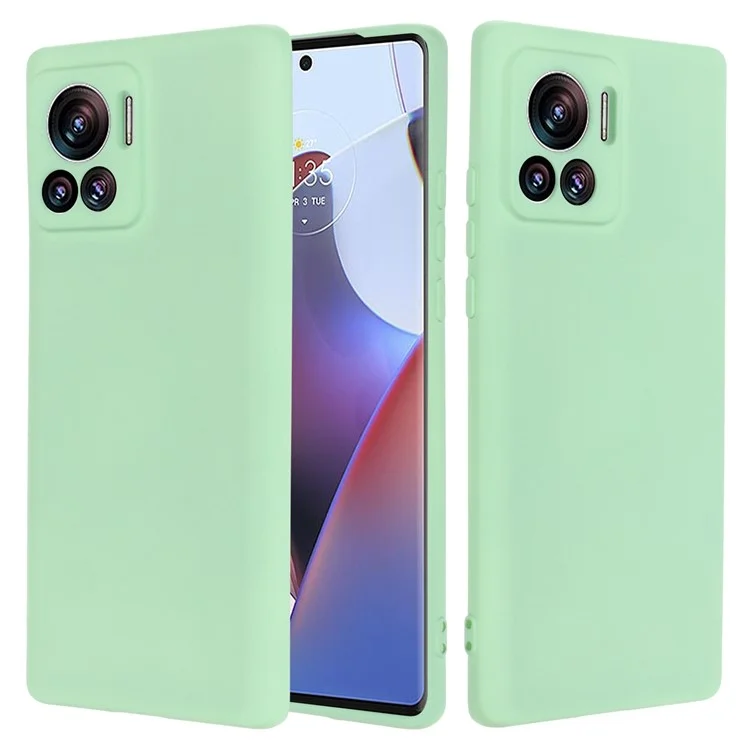 For Motorola Moto X30 Pro 5G / Edge 30 Ultra 5G Liquid Silicone Soft Touch Case Microfiber Lining Camera Protection Phone Cover with Strap - Green