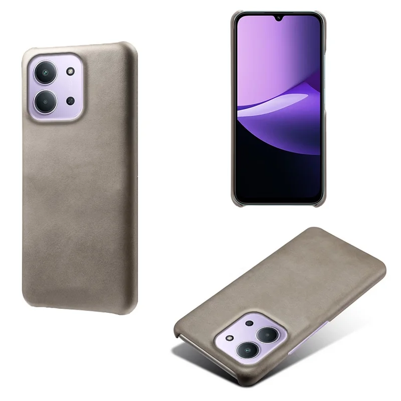 Phone Case for Xiaomi Redmi 15C 4G (EU) (173mm) / Redmi 15C 5G (EU) (173mm) / Poco C85 4G (173mm) Calf Texture PU Leather Hard PC Cover - Grey