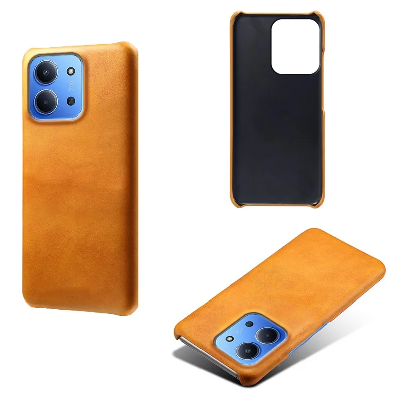 For Xiaomi Redmi 15C 4G (Global) (171mm) / Poco C85 4G (171mm) Case Calf Texture PU Leather Hard PC Protective Phone Cover - Orange