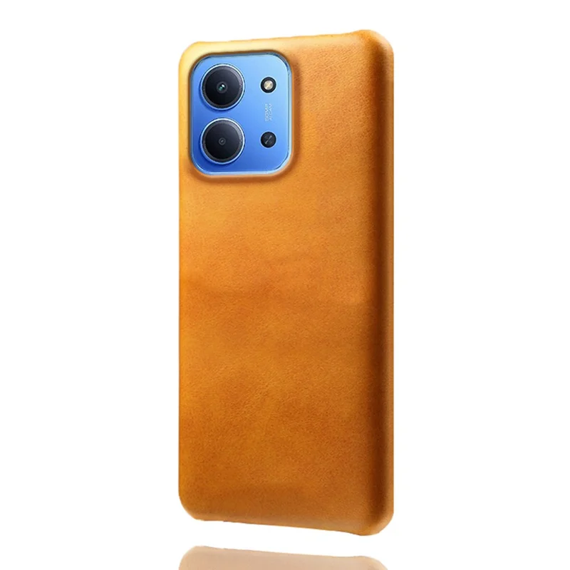 For Xiaomi Redmi 15C 4G (Global) (171mm) / Poco C85 4G (171mm) Case Calf Texture PU Leather Hard PC Protective Phone Cover - Orange