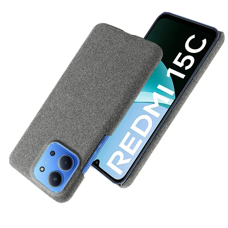 For Xiaomi Redmi 15C 4G (Global) (171mm)  /  Poco C85 4G (171mm) Case Cloth Texture Anti-Scratch Protective Phone PC Back Cover - Grey