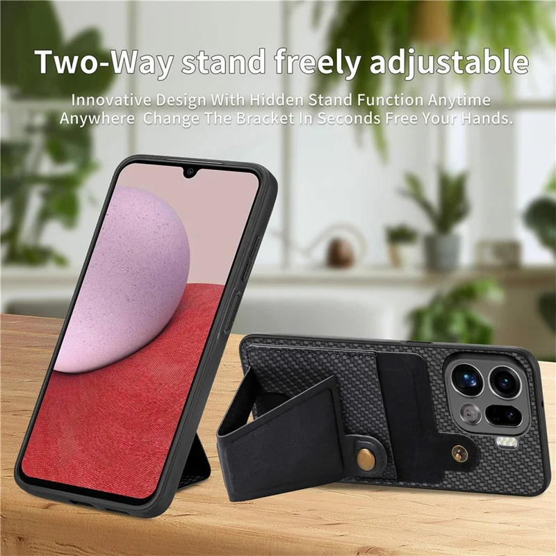 Funda con soporte tipo K para Oppo Find X9 Pro 5G, carcasa trasera de cuero para teléfono - Negro
