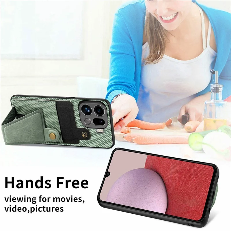 Funda con soporte tipo K para Oppo Find X9 Pro 5G, carcasa trasera de cuero para teléfono - Negro