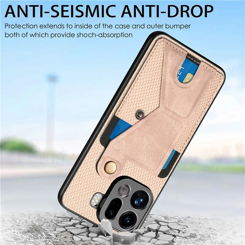 Funda con soporte tipo K para Oppo Find X9 Pro 5G, carcasa trasera de cuero para teléfono - Negro