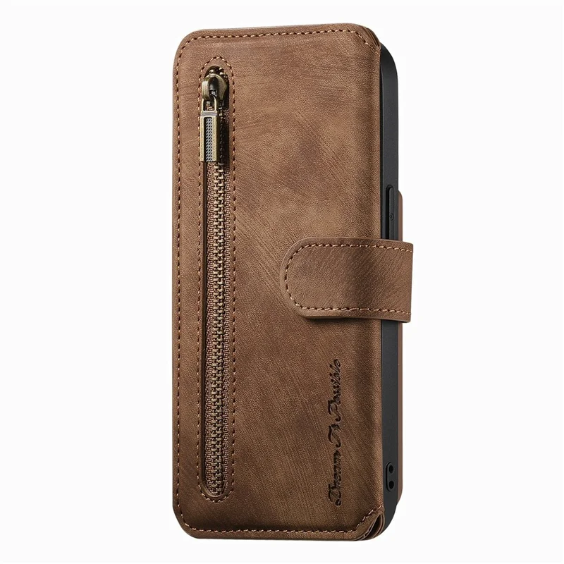 For Oppo Find X9 Pro 5G Leather Phone Back Cover with RFID Blocking Zipper Wallet Kickstand - Brown
