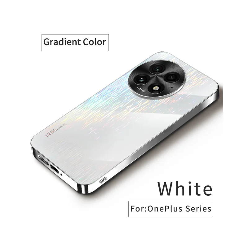 For OnePlus 13 Colorful Phone Case Ultra Slim Dropproof Hard PC Back Cover - White