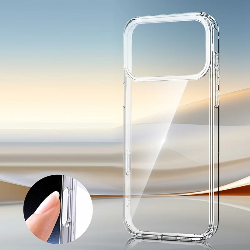 Coque pour iPhone 17 Pro Max, coque transparente en TPU de 2,0 mm avec bouton appareil photo IA