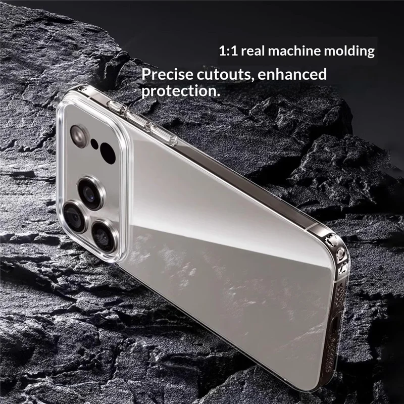 Coque pour iPhone 17 Pro Max, coque transparente en TPU de 2,0 mm avec bouton appareil photo IA