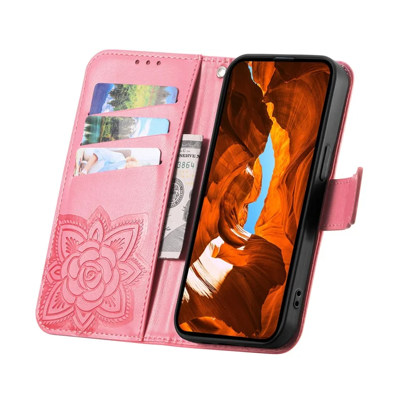 Funda para ZTE Blade A36 con correa, diseño de mariposa, funda tipo cartera de cuero PU - Rosa
