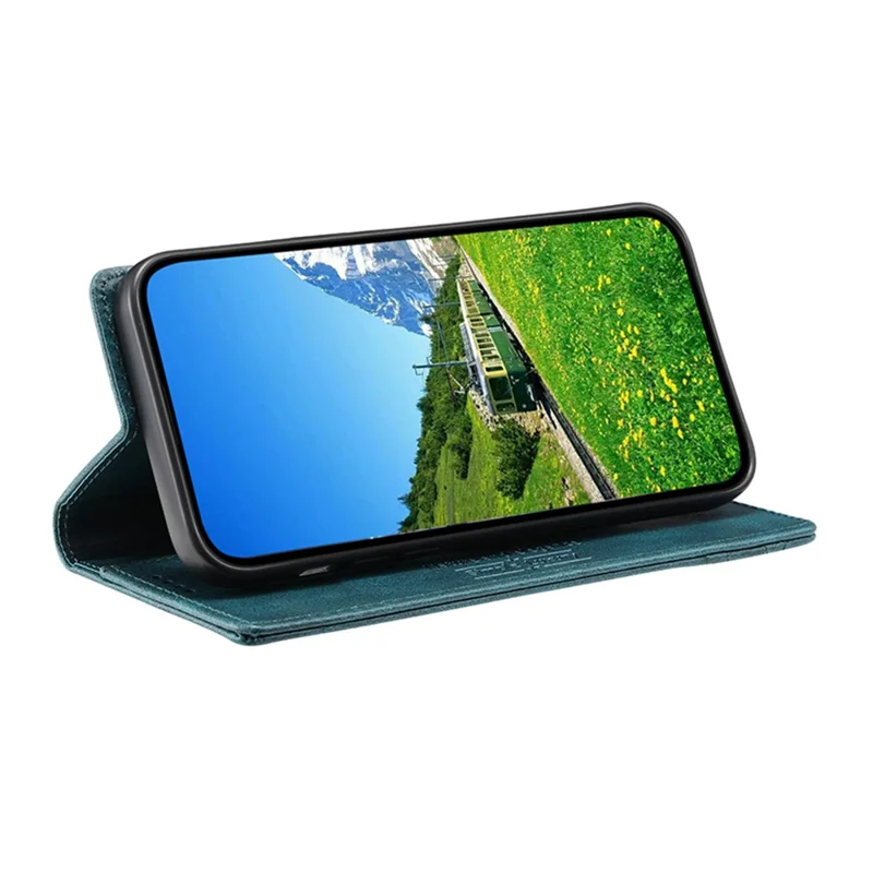 Futeral na telefon TTUDRCH Style 007 do Samsung Galaxy A27 z kieszenią, skórzana obudowa z funkcją blokowania RFID i podstawką - Zielono-czarny