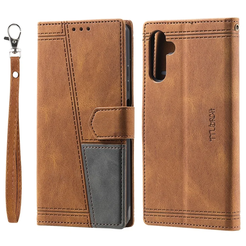 TTUDRCH Style 004 For Samsung Galaxy A27 Leather Case RFID Blocking Wallet Stand Phone Cover with Strap - Brown