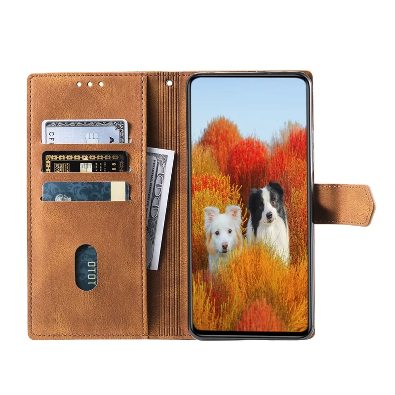 TTUDRCH Style 004 For Samsung Galaxy A27 Leather Case RFID Blocking Wallet Stand Phone Cover with Strap - Brown
