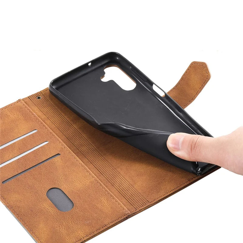 TTUDRCH Style 004 For Samsung Galaxy A27 Leather Case RFID Blocking Wallet Stand Phone Cover with Strap - Brown