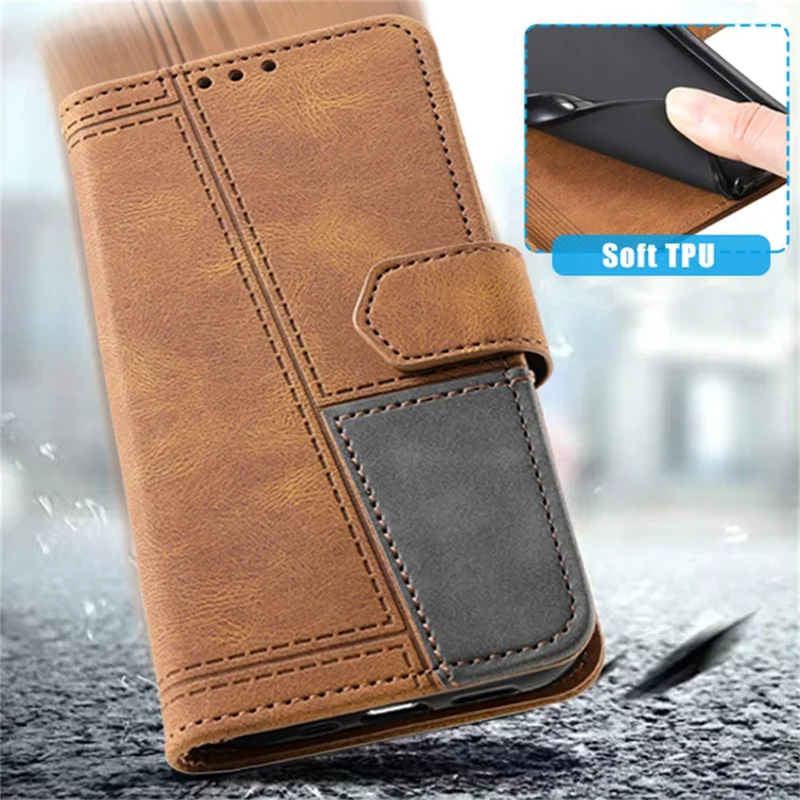 TTUDRCH Style 004 For Samsung Galaxy A27 Leather Case RFID Blocking Wallet Stand Phone Cover with Strap - Brown