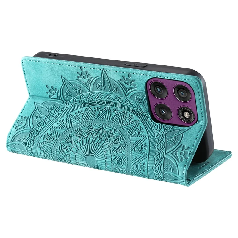 Étui pour Motorola Edge 70 5G, housse magnétique en cuir avec motif imprimé - Vert menthe