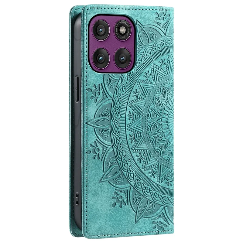Étui pour Motorola Edge 70 5G, housse magnétique en cuir avec motif imprimé - Vert menthe
