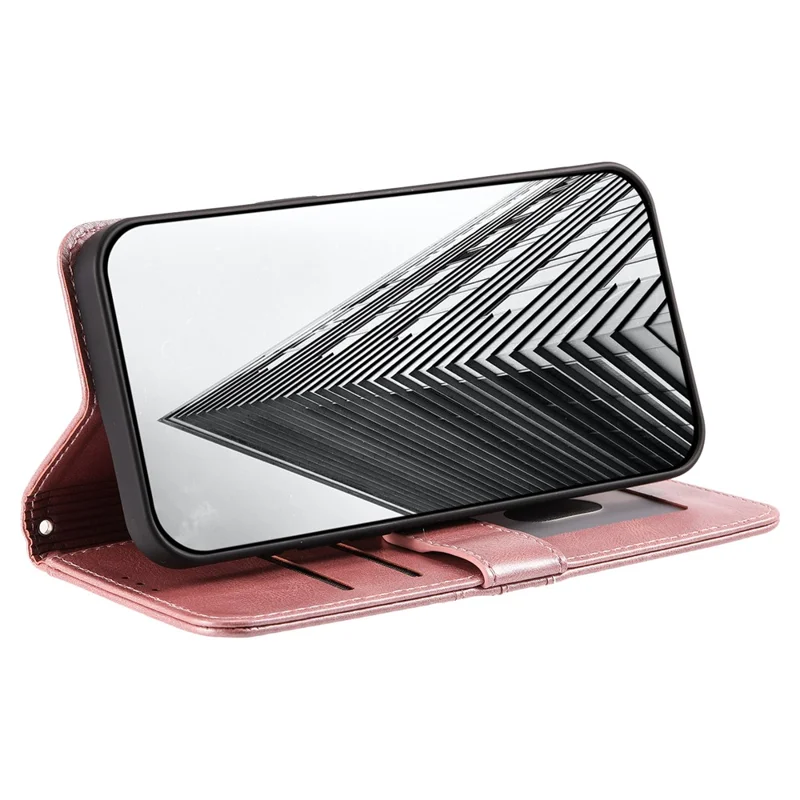 Voor Motorola Edge 70 5G Hoesje 6 Kaartvakken PU Leren Antivalt Hoesje met Polsbandje - Roségoud