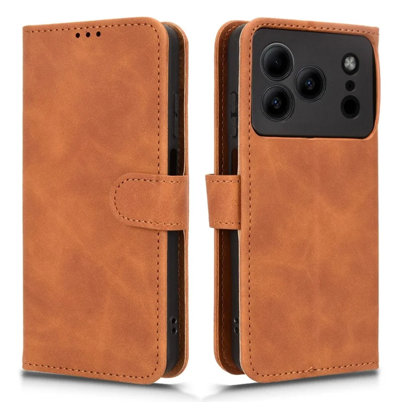 Чехол-книжка из искусственной кожи с подставкой и отделением для карт для Doogee Note 56, ощущение как у кожи, защита от падений, коричневый цвет