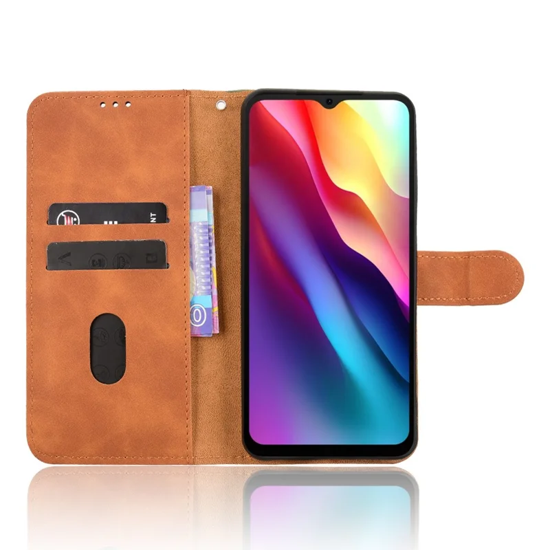 Чехол-книжка из искусственной кожи с подставкой и отделением для карт для Doogee Note 56, ощущение как у кожи, защита от падений, коричневый цвет