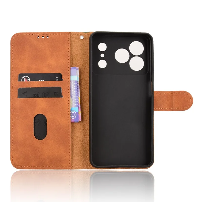 Чехол-книжка из искусственной кожи с подставкой и отделением для карт для Doogee Note 56, ощущение как у кожи, защита от падений, коричневый цвет