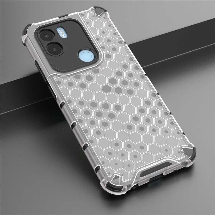 For Xiaomi Redmi A1+ 4G / A2+ 4G / Poco C50 4G TPU + PC Phone Case Honeycomb Texture Drop-proof Protective Back Cover - Grey