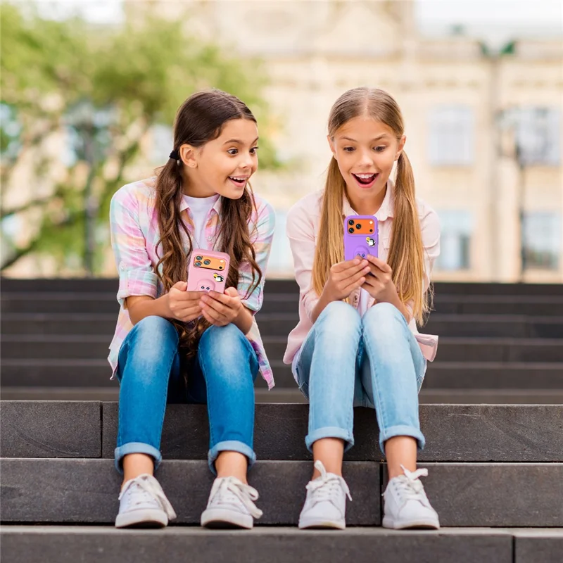 For iPhone 17 Pro Max Hoesje Pinguïn Ontwerp met Standaard Stootvaste EVA Telefoonhoes - Roze