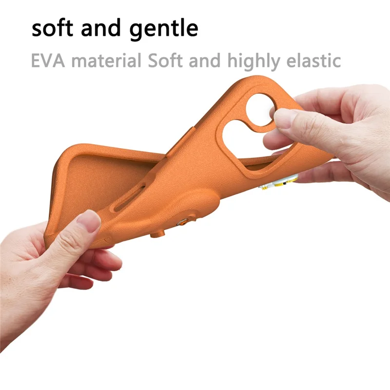 iPhone 16 Pro Hülle mit Pinguin-Design, Ständer, stoßfest, EVA-Handyhülle - Orange