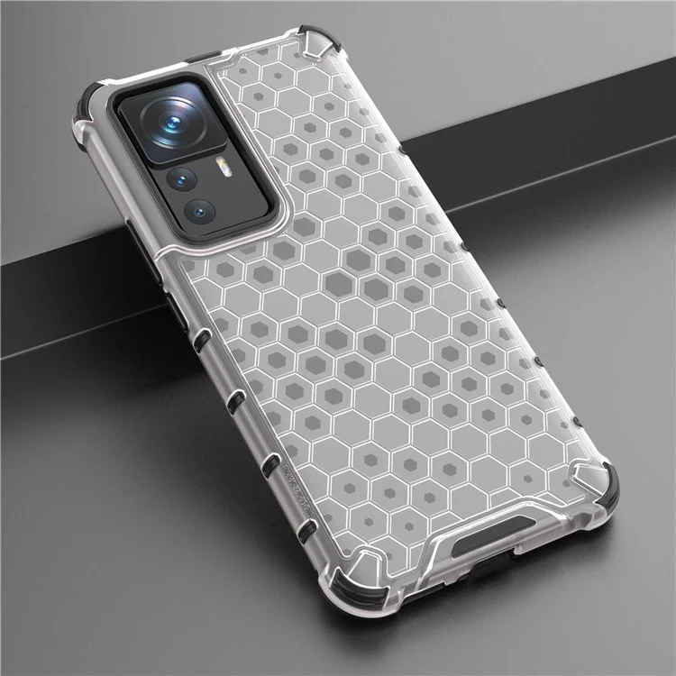 Für Xiaomi 12T Pro 5G Wabe Textur TPU + PC Phone Deckung Schocksicherer Schutzhülle - Grau