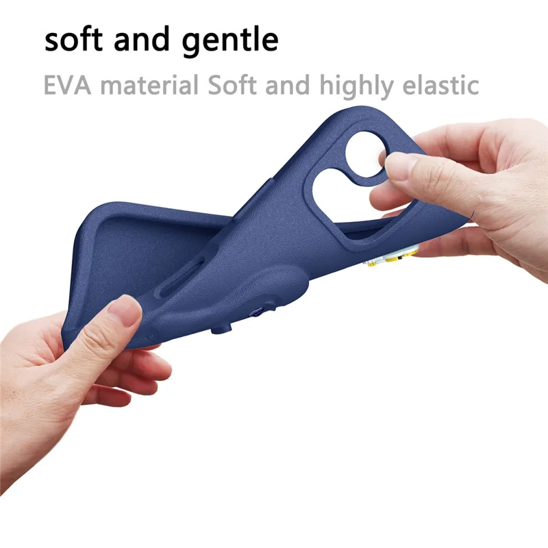 For iPhone 16 Pro Max Hoesje Pinguïn Ontwerp Zwenkstandaard Stootvaste EVA Telefoonhoes - Marineblauw