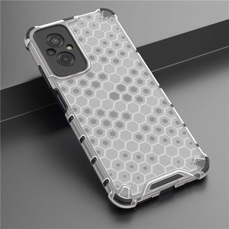 For Xiaomi Redmi 11 Prime 4G Honeycomb Texture Anti-drop Phone Case Soft TPU + Hard PC Hybrid Cover - Grey