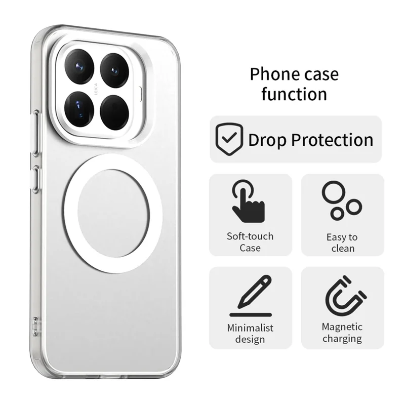 Étui Xiaomi 15T Pro Compatible avec MagSafe Antichoc Hybride pour Coque Arrière de Téléphone - Blanc