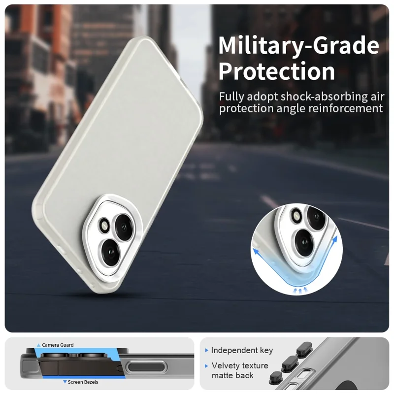 Fodral till Honor 400 5G (Global) PC + TPU + PET, matt, stötsäkert mobilhölje - Vit