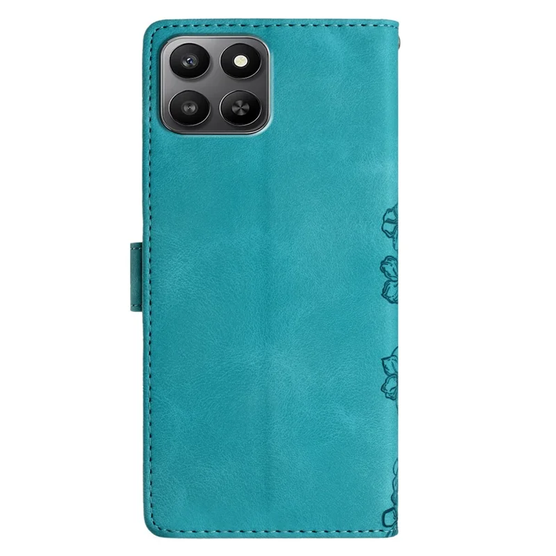 For Honor 400 Smart 5G / 4G / X7d 4G Case Butterfly Flower Pattern Skin-Touch Leather Phone Cover - Green