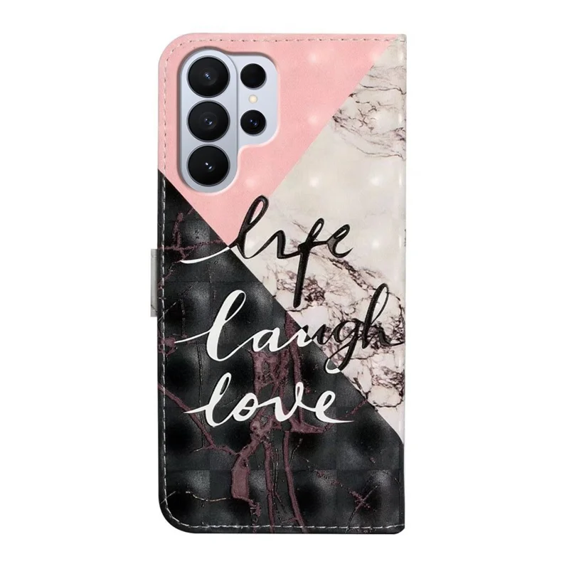 Phone Case For Samsung Galaxy S26 Ultra 3D Creative Pattern PU Leather Stand Cover - Tri-Color Marble