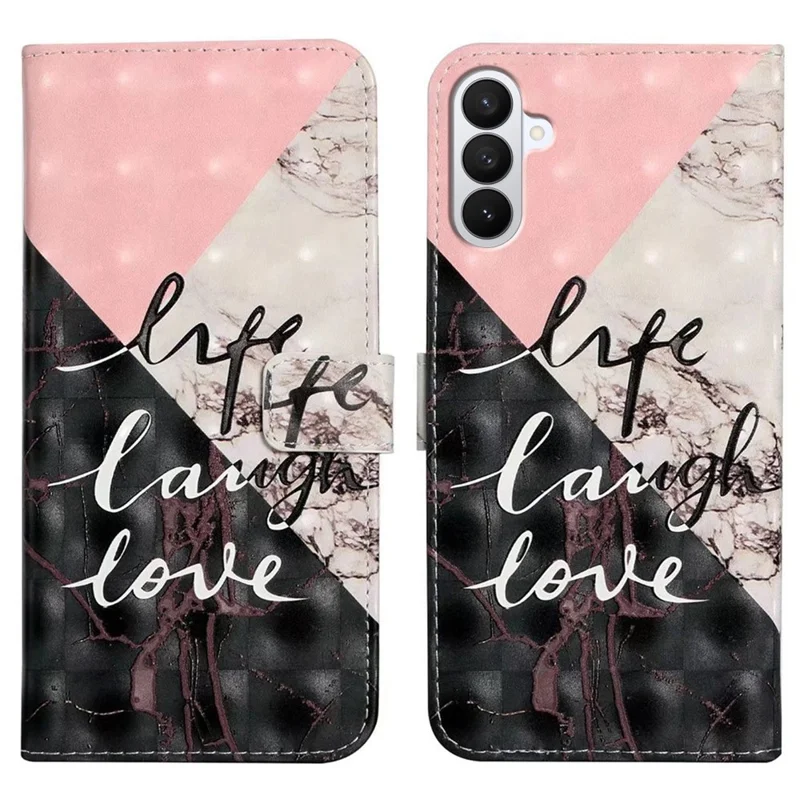 Phone Case For Samsung Galaxy S26 3D Creative Pattern PU Leather Stand Cover - Tri-Color Marble