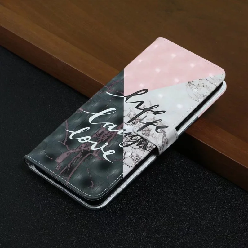 Phone Case For Xiaomi 17 3D Creative Pattern PU Leather Stand Cover - Tri-Color Marble