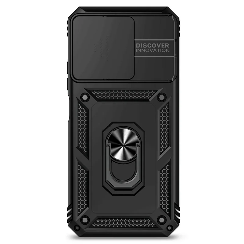 Custodia per telefono per Xiaomi Redmi 15C 5G (UE) (173 mm) / 4G (UE) (173 mm) / Poco C85 4G (173 mm) Copertura PC + TPU con protezione dell'obiettivo e supporto - Nero