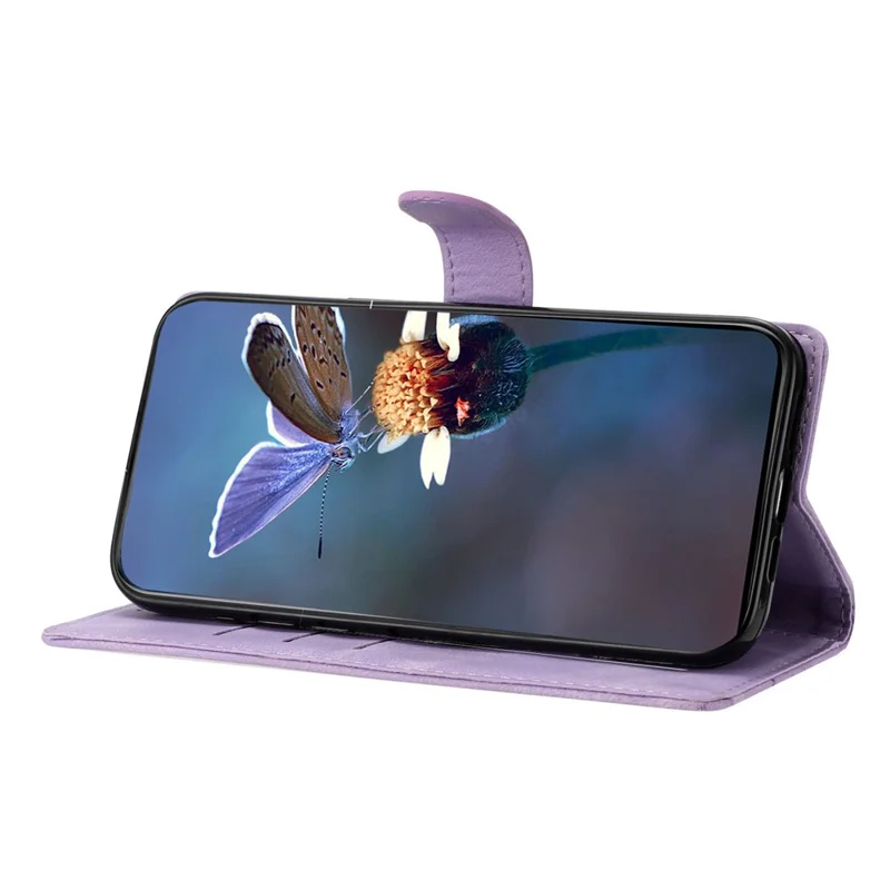 For Xiaomi 17 Case Butterfly Flower Pattern Skin-Touch Leather Phone Cover - Purple