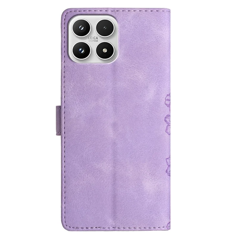 For Xiaomi 17 Case Butterfly Flower Pattern Skin-Touch Leather Phone Cover - Purple