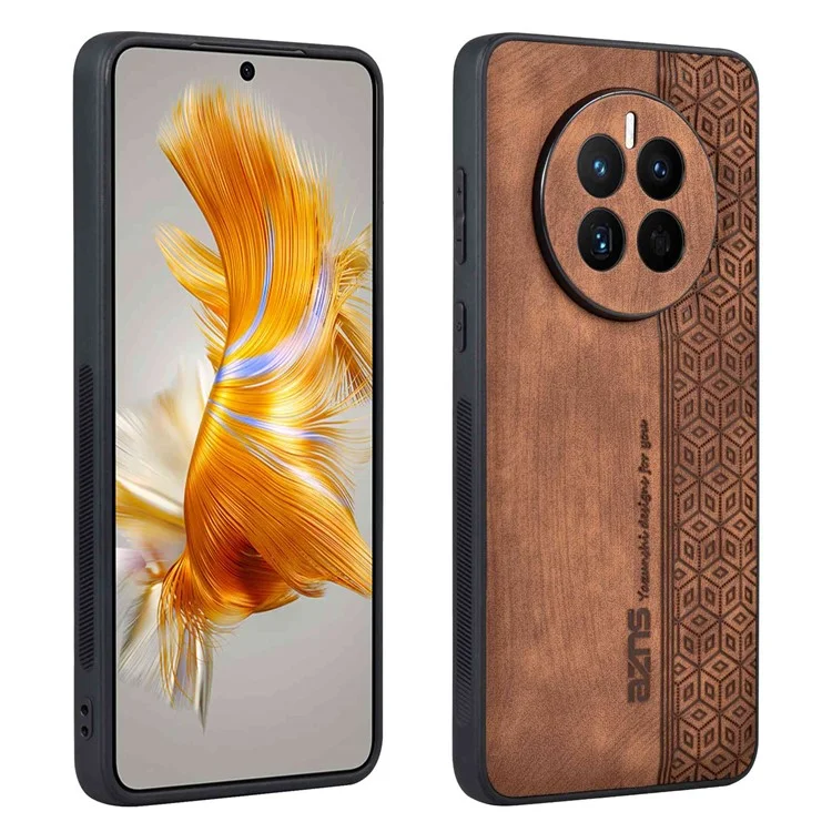 AZNS For Huawei Mate 50 4G Anti-fading Imprinted Pattern PU Leather Coated TPU Cover Anti-slip Cell Phone Case - Brown