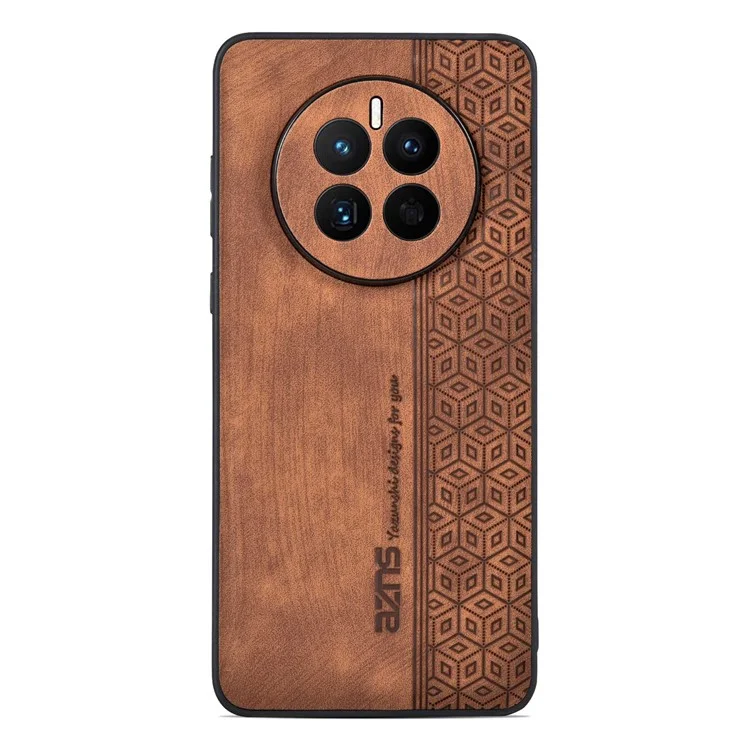 AZNS For Huawei Mate 50 4G Anti-fading Imprinted Pattern PU Leather Coated TPU Cover Anti-slip Cell Phone Case - Brown