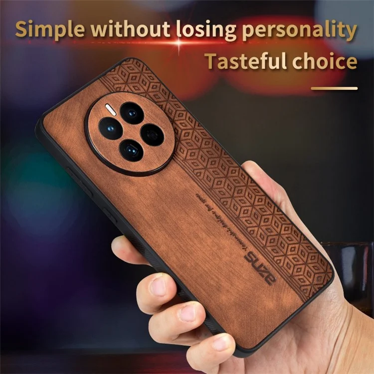 AZNS For Huawei Mate 50 4G Anti-fading Imprinted Pattern PU Leather Coated TPU Cover Anti-slip Cell Phone Case - Brown