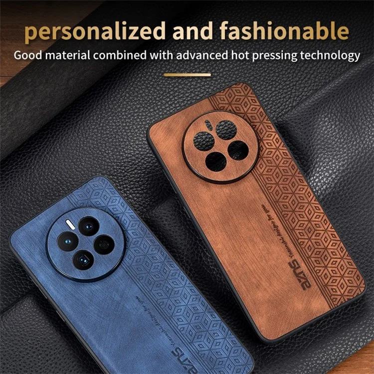 AZNS For Huawei Mate 50 4G Anti-fading Imprinted Pattern PU Leather Coated TPU Cover Anti-slip Cell Phone Case - Brown