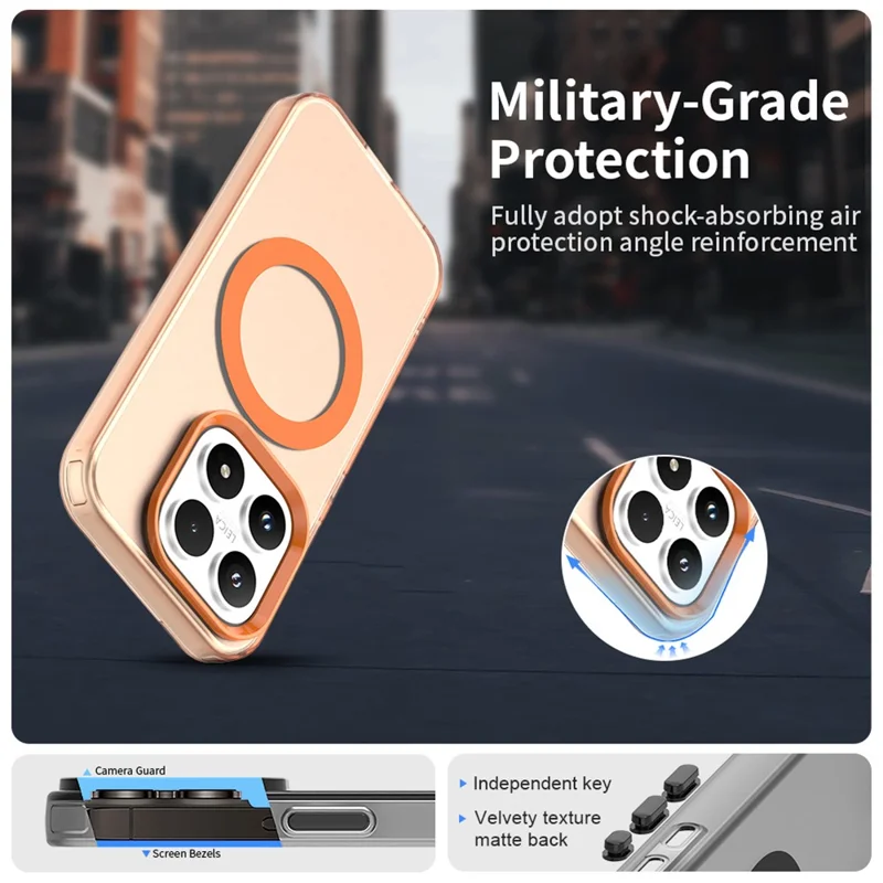 Étui pour Xiaomi 17 Compatible avec MagSafe Anti-chute Étui Arrière Hybride - Orange
