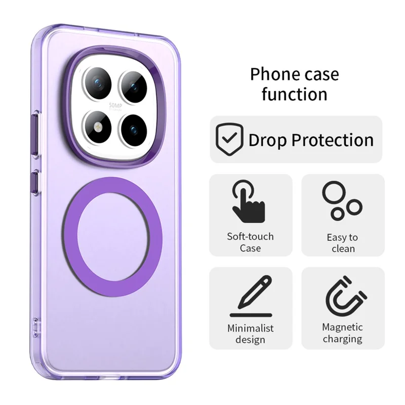 Til Xiaomi Redmi Note 15 Pro+ 5G Taske Kompatibel med MagSafe Anti-drop Hybride Telefon Bagdæksel - Lilla