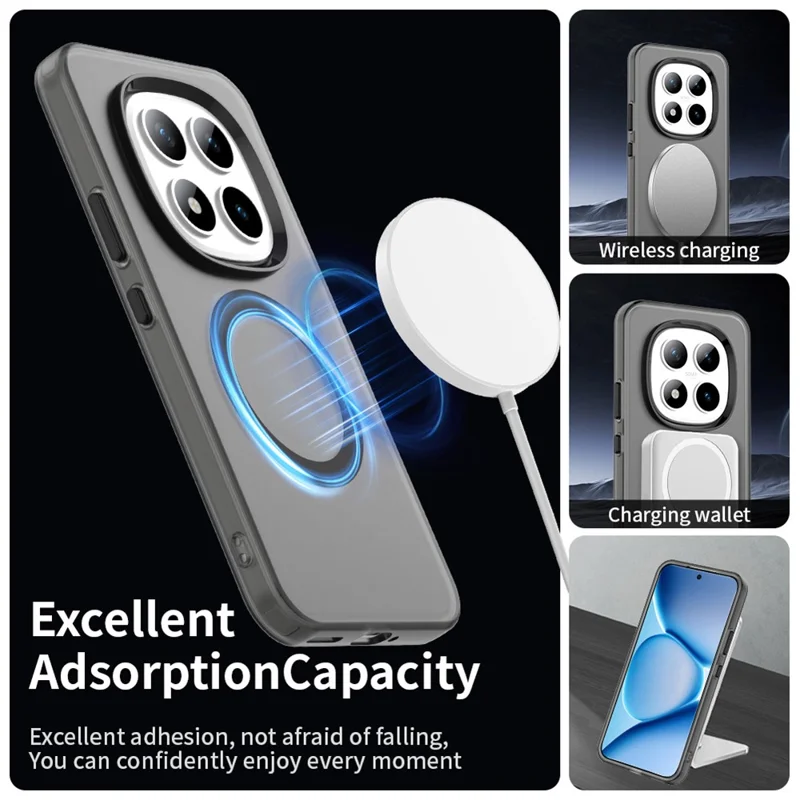 Étui pour Xiaomi Redmi Note 15 Pro+ 5G compatible MagSafe, antichute, coque arrière hybride - Noir