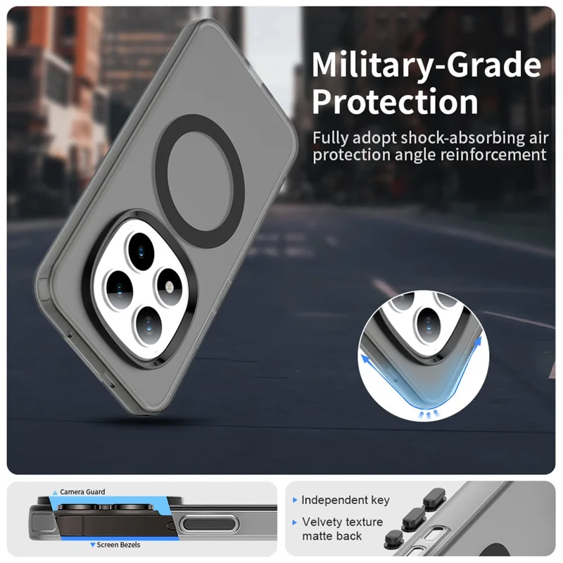 Étui pour Xiaomi Redmi Note 15 Pro+ 5G compatible MagSafe, antichute, coque arrière hybride - Noir