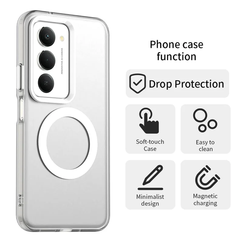 لـ شاومي ريدمي 15 5G (عالمي) (169 مم) غطاء حماية متوافق مع MagSafe مقاوم للسقوط - أبيض