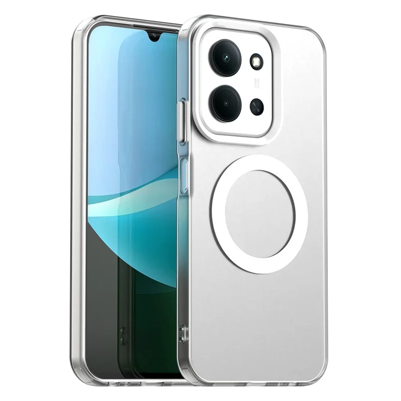 غطاء هاتف لـ Xiaomi Redmi 15C 5G (الاتحاد الأوروبي) (173 مم) / 15C 4G (الاتحاد الأوروبي) (173 مم) متوافق مع MagSafe، مقاوم للسقوط، غطاء خلفي هجين - أبيض