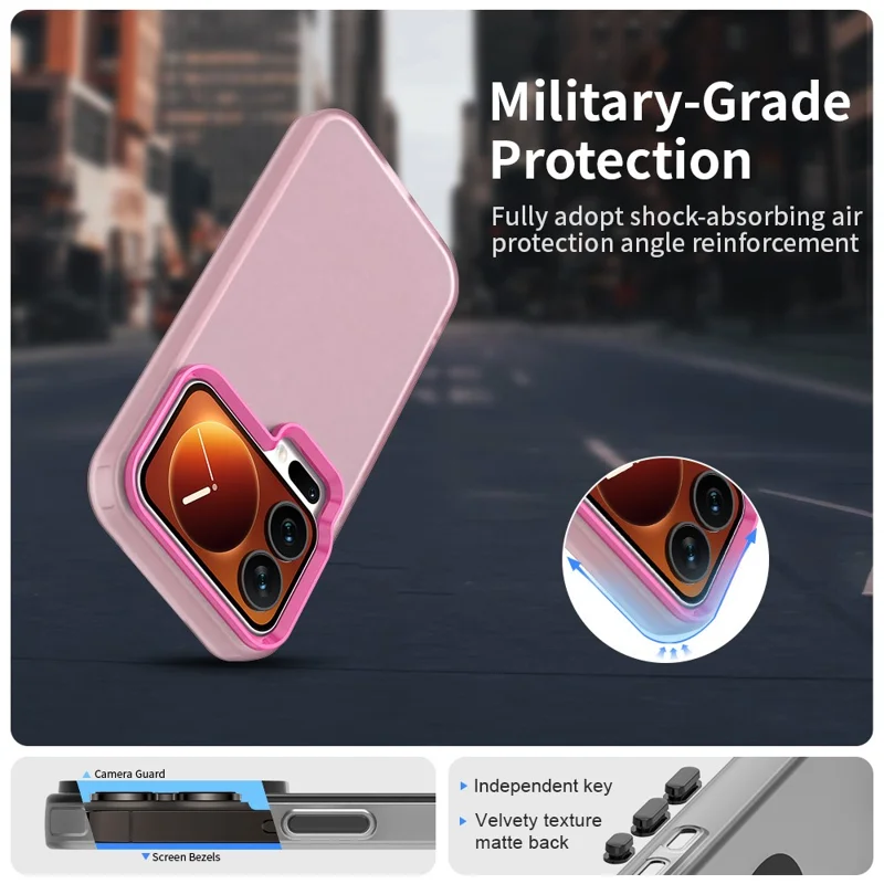 For Xiaomi 17 Pro Max Case PC + TPU + PET Matte Anti-Drop Phone Back Cover - Red